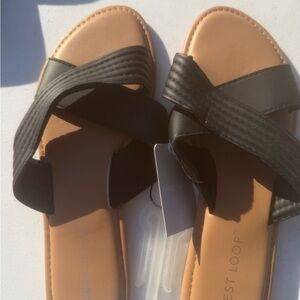 West Loop Black and Tan Women's Sandals